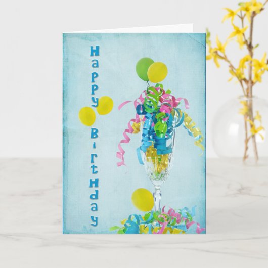 誕生日リボン カード (黄色い花)