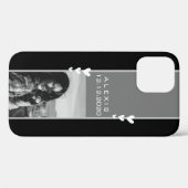 誕生日リマインダー フォトテンプレート 黒 白 Case-Mate iPhoneケース (裏面 (横))