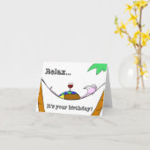 誕生日リラックス鳥 カード (黄色い花)