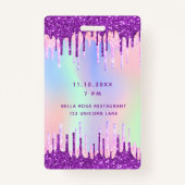 誕生日レインボーグリッターパープルVIP招待 バッジ (裏面)