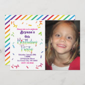 誕生日レインボースプレンクルパーティーフォト招待状 招待状 (正面/裏面)