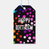 誕生日レインボードットオンブラック ギフトタグ (正面)