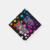 誕生日レインボードットオンブラック スタンダードカクテルナプキン (角)