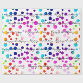 誕生日レインボードットオンホワイト ラッピングペーパー (フラット)