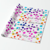 誕生日レインボードットオンホワイト ラッピングペーパー (アンロールド)