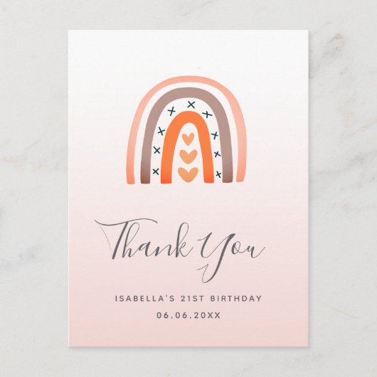 誕生日レインボーバラ金ゴールドオレンジ感謝していユー ポストカード (正面)