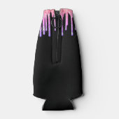 誕生日レインボーブラックグリッターピンクパーティー ボトルクーラー (裏面)