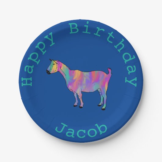 誕生日レインボーヤートファーム動物の名前ヤコブ ペーパープレート (正面)