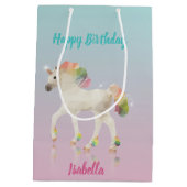 誕生日レインボーユニコーン名 – 中抱き枕 ミディアムペーパーバッグ (裏面)