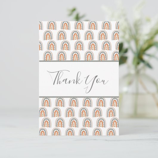 誕生日レインボー模様ホワイトローズ金ゴールド サンキューカード (スタンド正面)