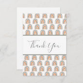 誕生日レインボー模様ホワイトローズ金ゴールド サンキューカード (正面/裏面)