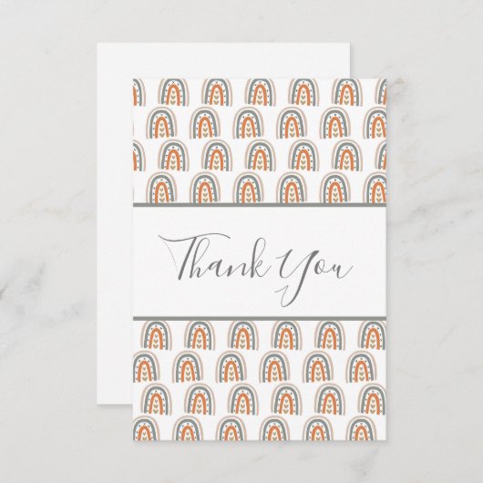 誕生日レインボー模様ホワイトローズ金ゴールド サンキューカード (正面/裏面)