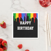 誕生日レインボー絵を描ドリップ スタンダードカクテルナプキン (インサイチュ)