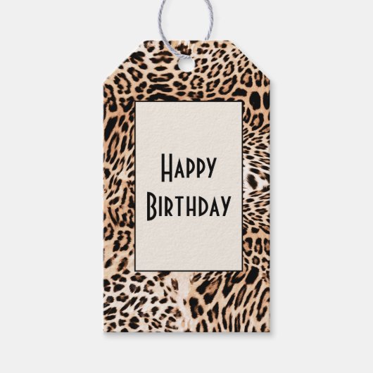 誕生日レオパードファープリント ギフトタグ (正面)