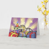 誕生日レオパードGecko カード (黄色い花)