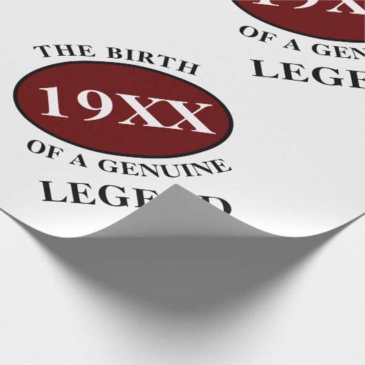 誕生日レジェンドイヤーユーモア父レッドブラックはっきりした ラッピングペーパー (角)