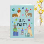 誕生日レッツポーティードッグ カード (黄色い花)