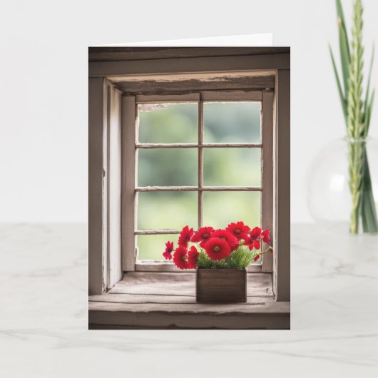 誕生日レッドゲルベラデイジーインボックス カード (正面)