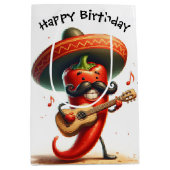 誕生日レッドチリペッパーミュージシャン ミディアムペーパーバッグ (正面)