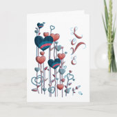 誕生日レッドブルーウォーター色ハートラブカスタム カード (正面)