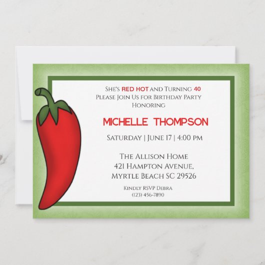 誕生日レッドペッパー任意の年齢招待状 招待状 (正面)