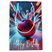 誕生日レッドボーリングボールストライク ミディアムペーパーバッグ (正面)