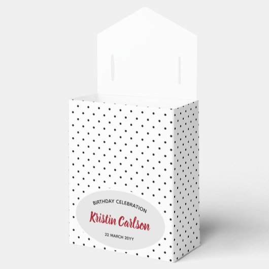 誕生日レッドポピーと白黒水玉模様 フェイバーボックス (オープン)