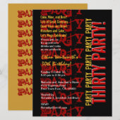 誕生日レッドモダン金ゴールドブラッグランジク大 招待状 (正面/裏面)