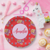 誕生日レッドローズバラヴィンテージフラワーフローラ ペーパープレート (パーティー)