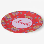 誕生日レッドローズバラヴィンテージフラワーフローラ ペーパープレート (アングル)