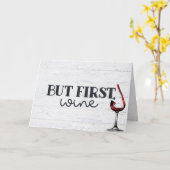 誕生日レッドワインオンウッドカード カード (黄色い花)