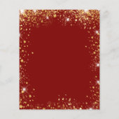 誕生日レッド金ゴールドグリッタードレス予算の招待 チラシ (裏面)
