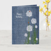 誕生日レディバグの花カード カード (黄色い花)