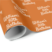 誕生日レトロオレンジの名前 ラッピングペーパー (ロールコーナー)