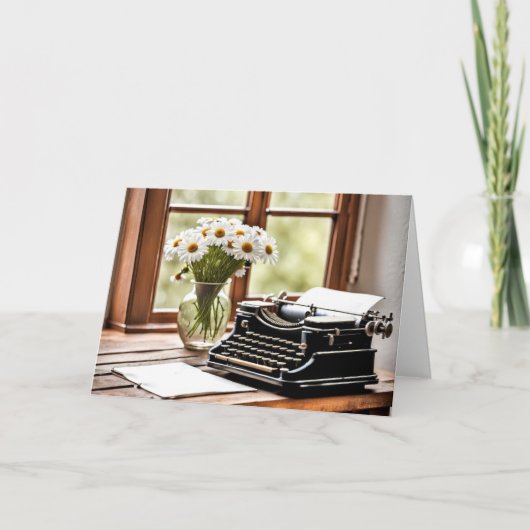 誕生日レトロタイプライター付デイジー カード (正面)