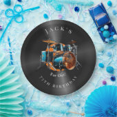 誕生日レトロビニールレコードドラムセットロックミュージック ペーパープレート (パーティー)