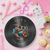 誕生日レトロビニールレコードドラムセットロックミュージック ペーパープレート (パーティー)