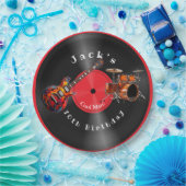 誕生日レトロビニールレコードロックミュージックギター ペーパープレート (パーティー)