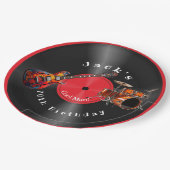 誕生日レトロビニールレコードロックミュージックギター ペーパープレート (アングル)