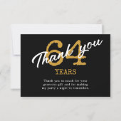 誕生日レトロブラックアンド金ゴールド サンキューカード (正面)