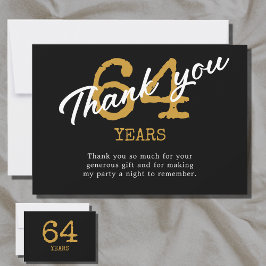 誕生日レトロブラックアンド金ゴールド サンキューカード