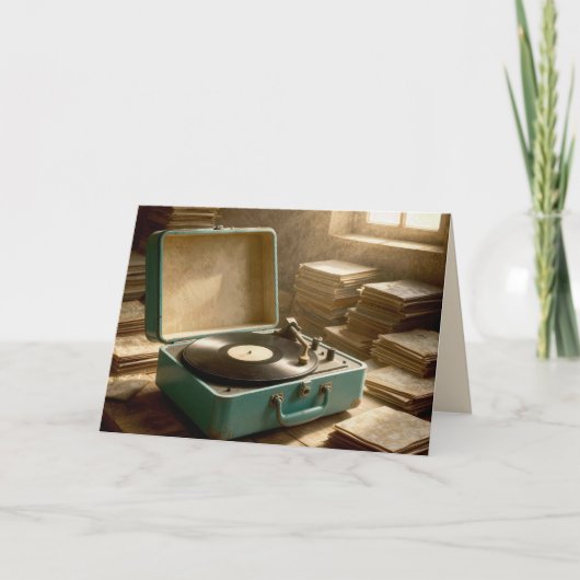 誕生日レトロポータブルレコードプレーヤー カード (正面)