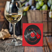 誕生日レトロレコード音楽レッドギター