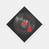 誕生日レトロレコード音楽レッドギター スタンダードランチョンナプキン (角)