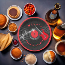 誕生日レトロレコード音楽レッドギター