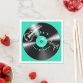 誕生日レトロレコード・ロックミュージック・ギター スタンダードカクテルナプキン (インサイチュ)