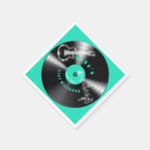 誕生日レトロレコード・ロックミュージック・ギター スタンダードカクテルナプキン (角)