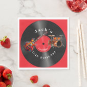 誕生日レトロレコード・ロックミュージック・ギター スタンダードランチョンナプキン (インサイチュ)