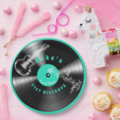 誕生日レトロレコード・ロックミュージック・ギター ペーパープレート (パーティー)