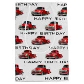 誕生日レトロレッドトラック中抱き枕 ミディアムペーパーバッグ (正面)